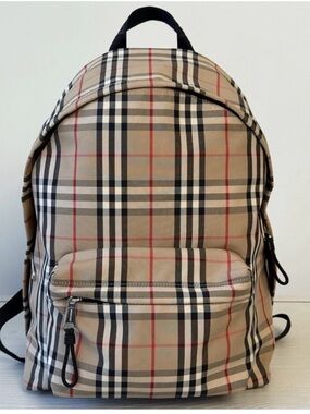 Burberry-Style Beige Check Men's Backpack
